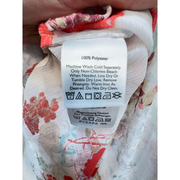 Eddie Bauer Womens Floral Button-Up Blouse Top Size MP Multicolor Sheer Boho - Picture 4 of 14